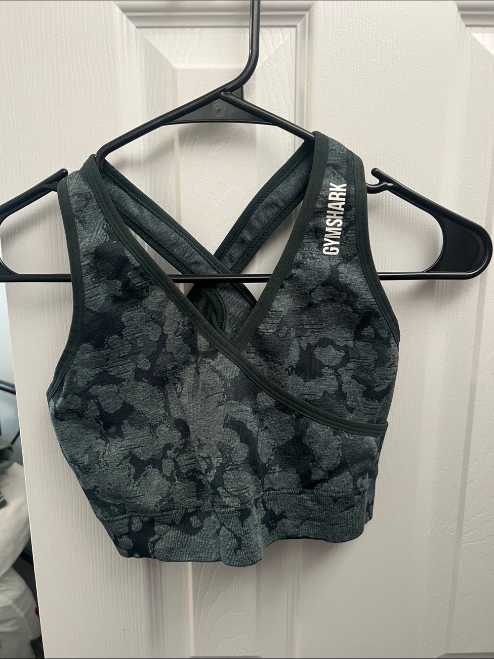 Gymshark Dark Green Adapt Camo Cross-Back Sports Bra